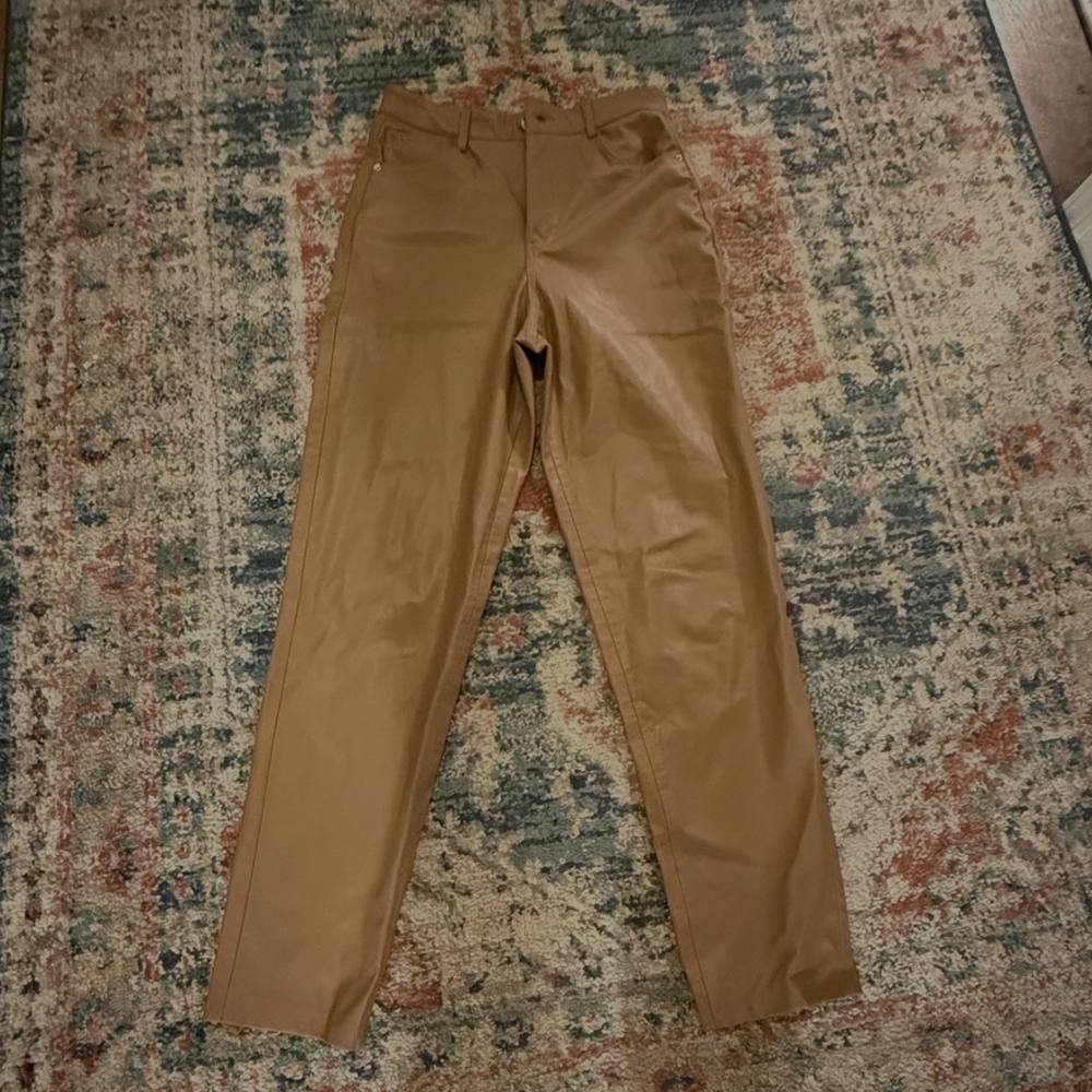 Zara Tan Chinos Classic Straight-Leg Pants